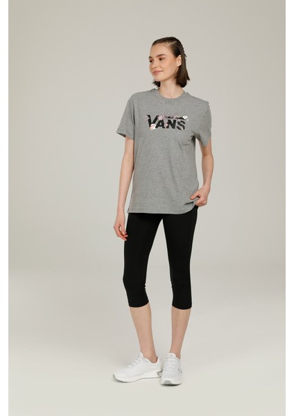 Wm Drop V Floral Bf-B Gri Kadın T-Shirt