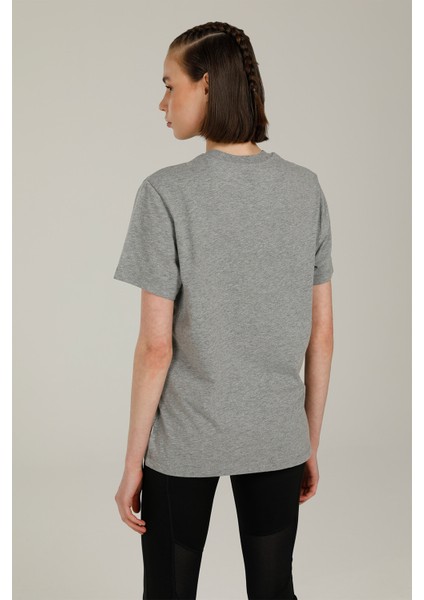 Wm Drop V Floral Bf-B Gri Kadın T-Shirt
