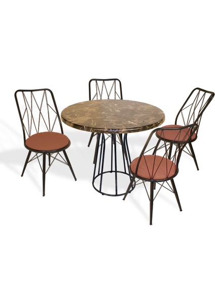 Palermo Werzalit - Royal Masa Takımı Q80 - Brownie Mermer Kahve