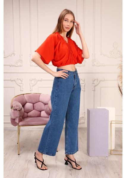 Geniş Paça Kadın Kot Pantolon