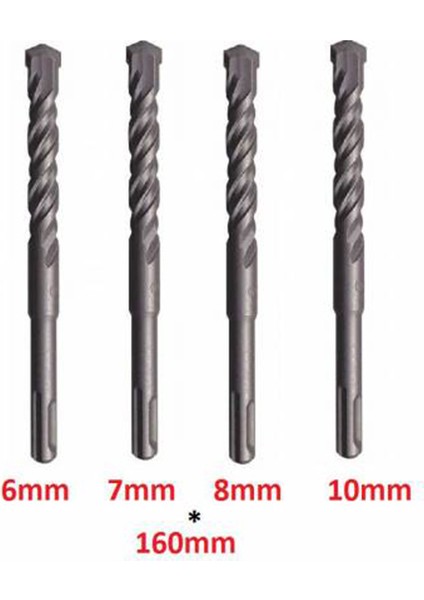 Sds Plus  Ucu 6 mm 7 mm 8mm 10MM  4 Lü Kaliteli 160 mm Uzunluk