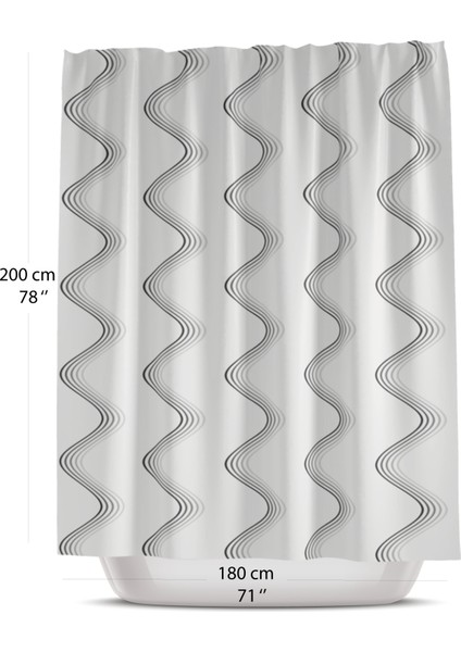 Çizgili Banyo Duş Perdesi-Lüx Küvet Perdesi 180X200CM Duşakabin Perde modelleri