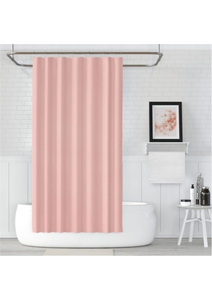 Pudra Banyo Perdesi-Banyo Dekorasyon Perdesi, 180X200CM Gül Kurusu Duş Perdesi