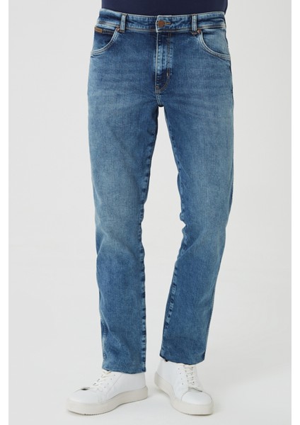 Erkek Texas Mavi Straight Fit Normal Bel Düz Paça Esnek Jean Pantolon