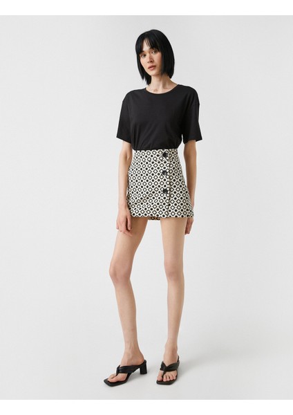 Kadın Oversize Bisiklet Yaka Kısa Kollu Tişört fiyatları