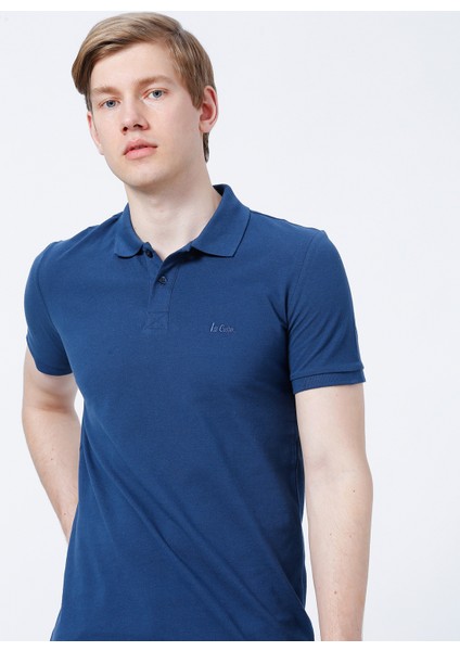 Slim Fit Pike Desenli MaviErkek Polo T-Shirt - 222 LCM 242057 Twins