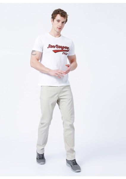Bisiklet Yaka Slim Fit Baskılı Beyaz Erkek T-Shirt - 222 LCM 242026 Hardy modelleri