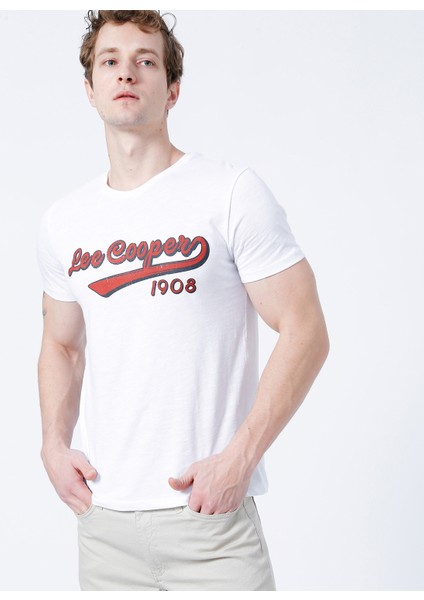 Bisiklet Yaka Slim Fit Baskılı Beyaz Erkek T-Shirt - 222 LCM 242026 Hardy fırsatları