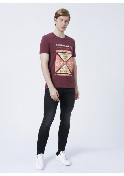 222 Lcm 242030 Kenway Bisiklet Yaka Slim Fit Baskılı Mürdüm Erkek T-Shirt indirimleri
