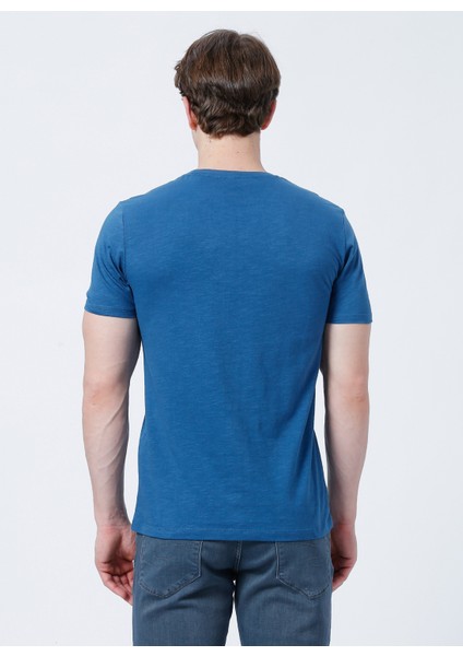 Bisiklet Yaka Slim Fit Baskılı Petrol Erkek T-Shirt - 222 Lcm 242029 Storing Petrol modelleri