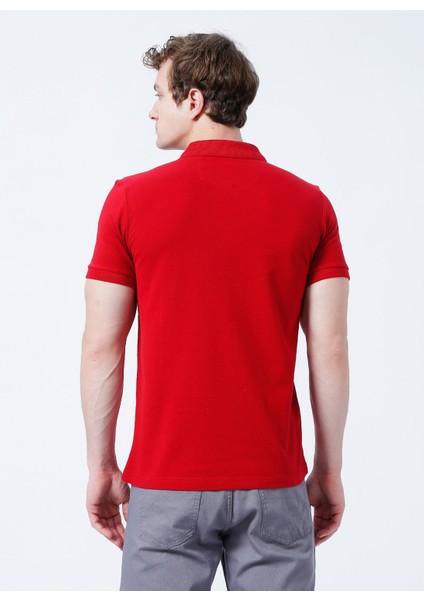 Slim Fit Pike Desenli KoyuKırmızı Erkek Polo T-Shirt - 223 LCM 242057 Twins