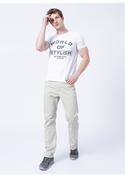 Bisiklet Yaka Slim Fit Baskılı Beyaz Erkek T-Shirt - 222 LCM 242021 Stylish indirimleri