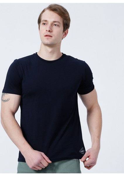 Bisiklet Yaka Slim Fit Düz Lacivert Erkek T-Shirt - 222 Lcm 242055 Gael