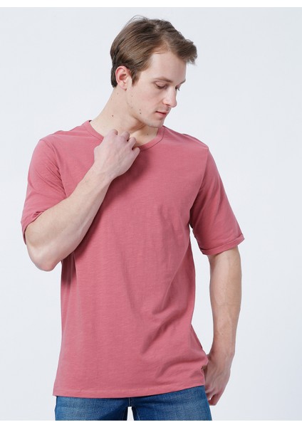 Bisiklet Yaka Oversized DüzGül Kurusu Erkek T-Shirt - 222 Lcm 242041 Thomas fırsatları