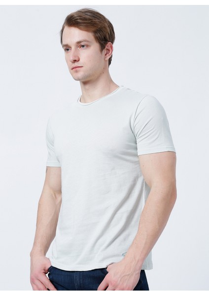Bisiklet Yaka Slim Fit Düz Su Yeşili Erkek T-Shirt - 226 LCM 242055 Gael