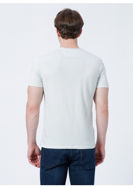 Bisiklet Yaka Slim Fit Düz Su Yeşili Erkek T-Shirt - 226 LCM 242055 Gael modelleri