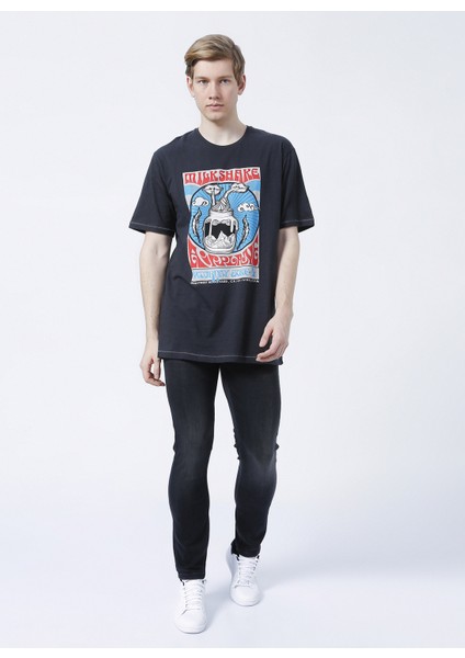 222 Lcm 242033 Lowell Bisiklet Yaka Oversized Baskılı Antrasit Erkek T-Shirt indirimleri