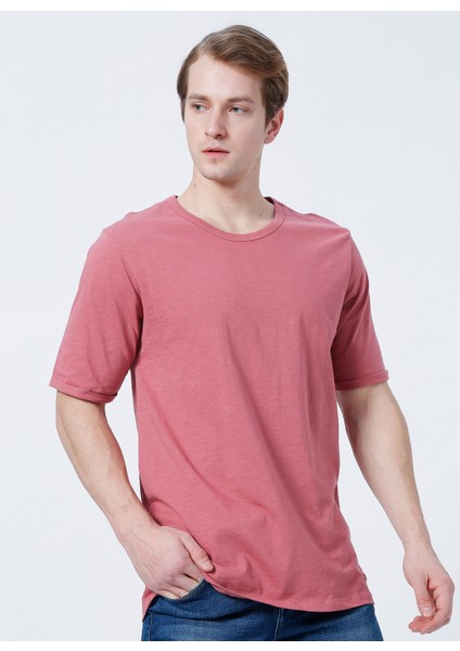 Bisiklet Yaka Oversized DüzGül Kurusu Erkek T-Shirt - 222 Lcm 242041 Thomas