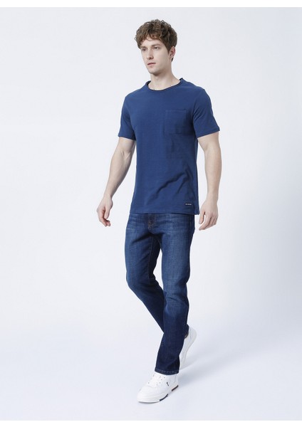 Bisiklet Yaka Slim Fit Düz Lacivert Erkek T-Shirt - 222 Lcm 242042 Daniel