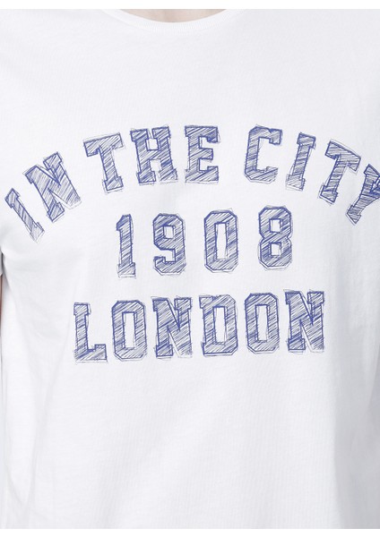 222 Lcm 242066 Allen Off White Bisiklet Yaka Slim Fit Baskılı KırıkBeyaz Erkek T-Shirt fiyatları