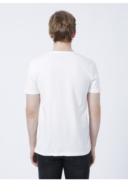222 Lcm 242066 Allen Off White Bisiklet Yaka Slim Fit Baskılı KırıkBeyaz Erkek T-Shirt modelleri
