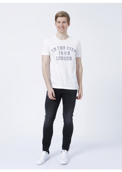 222 Lcm 242066 Allen Off White Bisiklet Yaka Slim Fit Baskılı KırıkBeyaz Erkek T-Shirt indirimleri