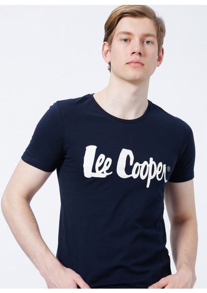 Bisiklet Yaka Slim Fit Baskılı Lacivert Erkek T-Shirt - 222 LCM 242065 London Logo
