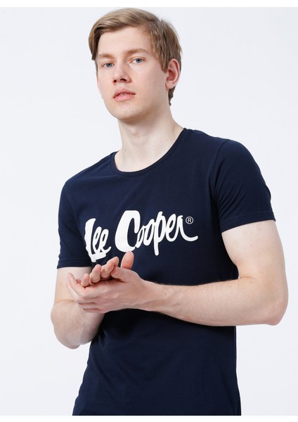 Bisiklet Yaka Slim Fit Baskılı Lacivert Erkek T-Shirt - 222 LCM 242065 London Logo fırsatları