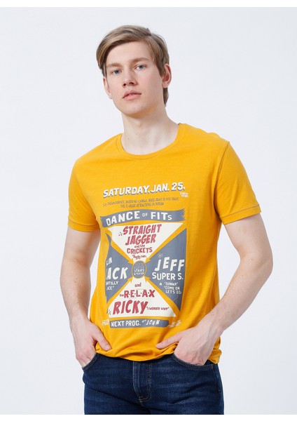 222 Lcm 242030 Kenway Bisiklet Yaka Slim Fit Baskılı Hardal Erkek T-Shirt fırsatları