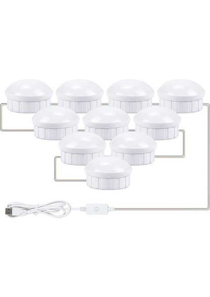 10 Led Usb Üç Renkli Karartma Aynası Ön Işık Beyaz (Yurt Dışından)