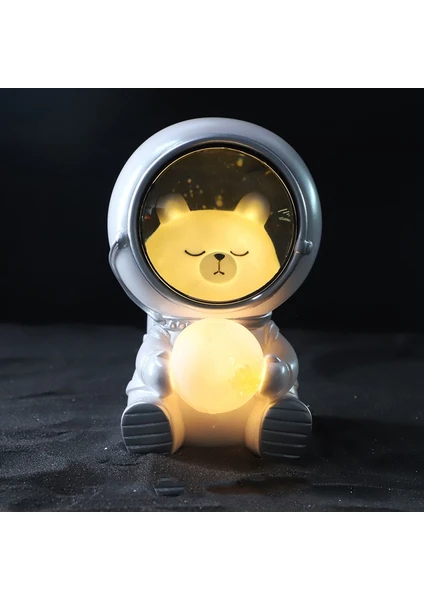 Resin Planet Gece Lambası, Stil: Ayı Astronot Beyaz (Yurt Dışından)