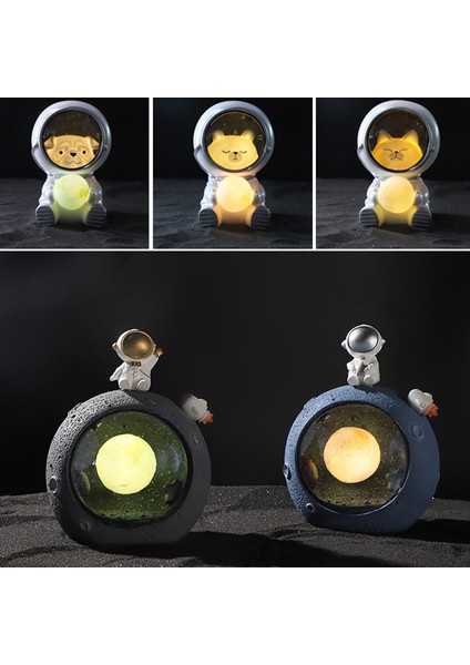 Resin Planet Gece Lambası, Stil: Ayı Astronot Beyaz (Yurt Dışından)