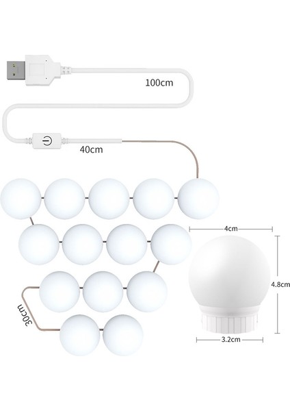 3 Renkli Ayna Ön Lamba Ampulleri, Güç Kaynağı: 10 Led Beyaz (Yurt Dışından)