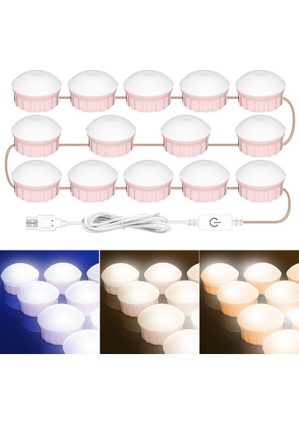 14 Led Usb Üç Renkli Karartma Aynası Ön Işık Beyaz (Yurt Dışından)