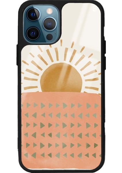 Apple iPhone 11 Pro Max Suluboya Güneş Tasarımlı Glossy Telefon Kılıfı