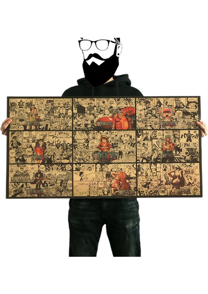 1 Metre Tek Parça Hasır Şapka Grubu Aile Portresi Karakter Koleksiyonu Kraft Kağıt Poster (Yurt Dışından)
