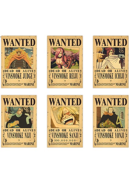 Kombinasyon Tek Parça Ödül Aranıyor Kraft Retro Poster Çevresel Anime Ürünleri 1 Takım - Vinsmokefamily (Yurt Dışından)