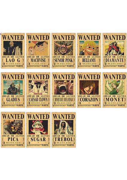 Kombinasyon Tek Parça Ödül Aranıyor Kraft Retro Poster Çevresel Anime Ürünleri 1 Takım - Donquixote (Yurt Dışından)