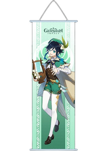Genshin Kaydırma Tuval Duvar Asılı Boyama Ev Dekorasyonu Anime Posteri Duvar Sanat Odası Dekorasyon Hediye (Yurt Dışından)