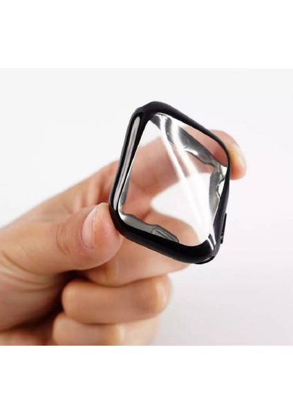Apple Watch Uyumlu Seri 6-se (38 Mm) Siyah Önü Kapalı Yumuşak Silikon Koruyucu