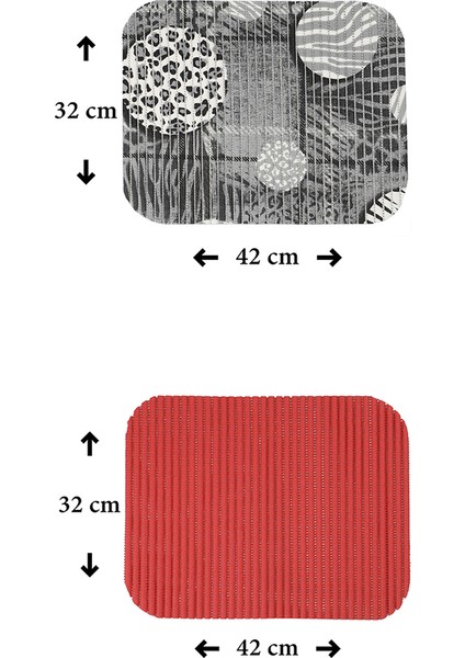Mutfak Düzenleyici Aquamat 2'li Kırmızı ve Desenli Set 32 x 42 cm