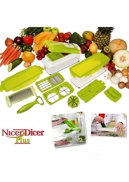 Nicer Dicer Plus 10 Parça Pratik Patates Soğan Sebze Dilimleyici Doğrayıcı fırsatları
