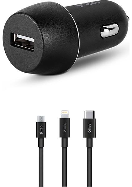 Smartcharger 2.1A Araç Şarj Aleti + Trio Kablo