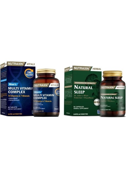 Multivitamin & Mineral Complex For Men 60 Tablet + Natural Sleep Hap 60 Kapsül