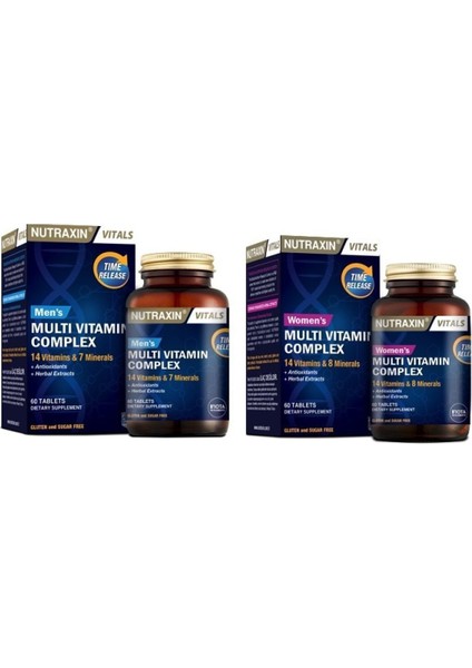 Men's Multi Vitamin Complex 60 Tablet + Kadınlara Özel Multi Vitamin 60 Tablet