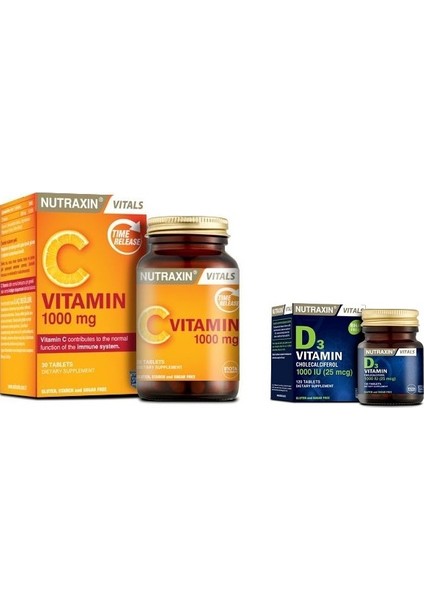 C Vitamin 1000 Mg 30 Tablet ve Vitamin D3 1000 Iu