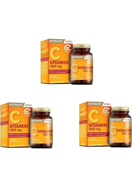 C Vitamin 1000 Mg 30 Tablet*3 Adet