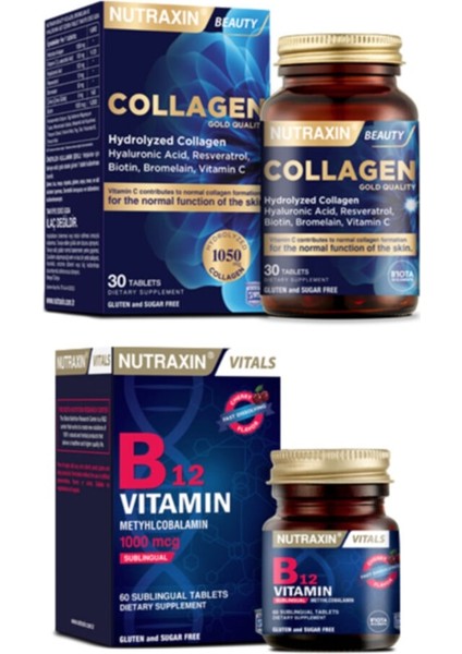 Hidrolize Takviyesi 1050 Mg 30 Tablet + B12 Vitamini 1000 Mcg 60 Dilaltı Tableti