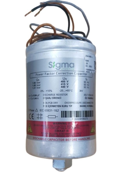 1KVAR/400V Tüp Kondansatör Sigma