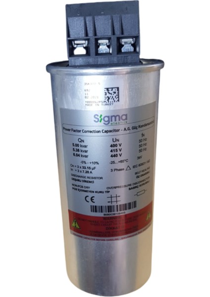 5KVAR/400V Tüp Kondansatör Sigma